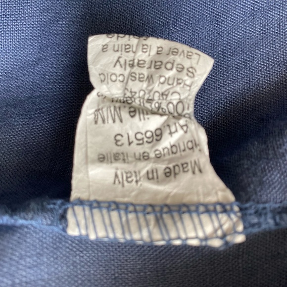 NAVY BLUE LONG 100% LINEN TUNIC / DRESS. Sz M. BOHO/LAGENLOOK. MADE IN ITALY - Picture 10 of 15